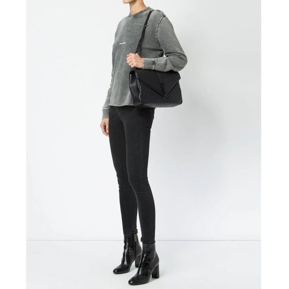 Saint Laurent College Large Quilted Shoulder Bag - Picture 12 of 12